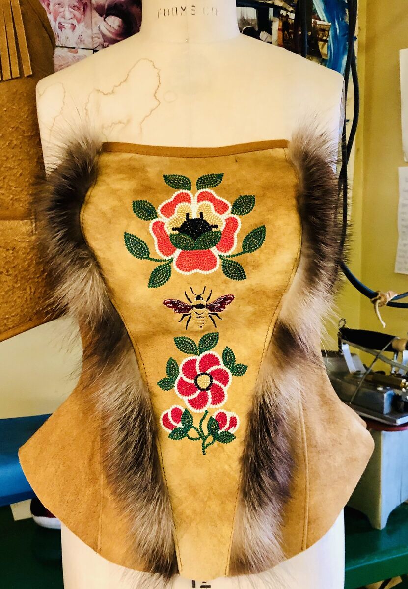 Beaded hide bustier